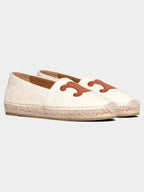 CELINE WoMen's Triomphe Logo Patch Flat Espadrilles Cream