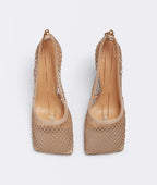 Bottega Veneta Mesh High Heel Sandal in Nude