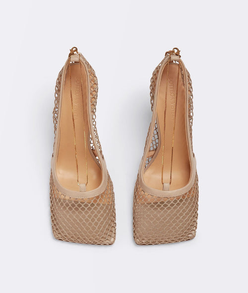 Bottega Veneta Mesh High Heel Sandal in Nude