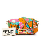 Fendi Baguette Crossbody Bag Multicolor Floral Nylon