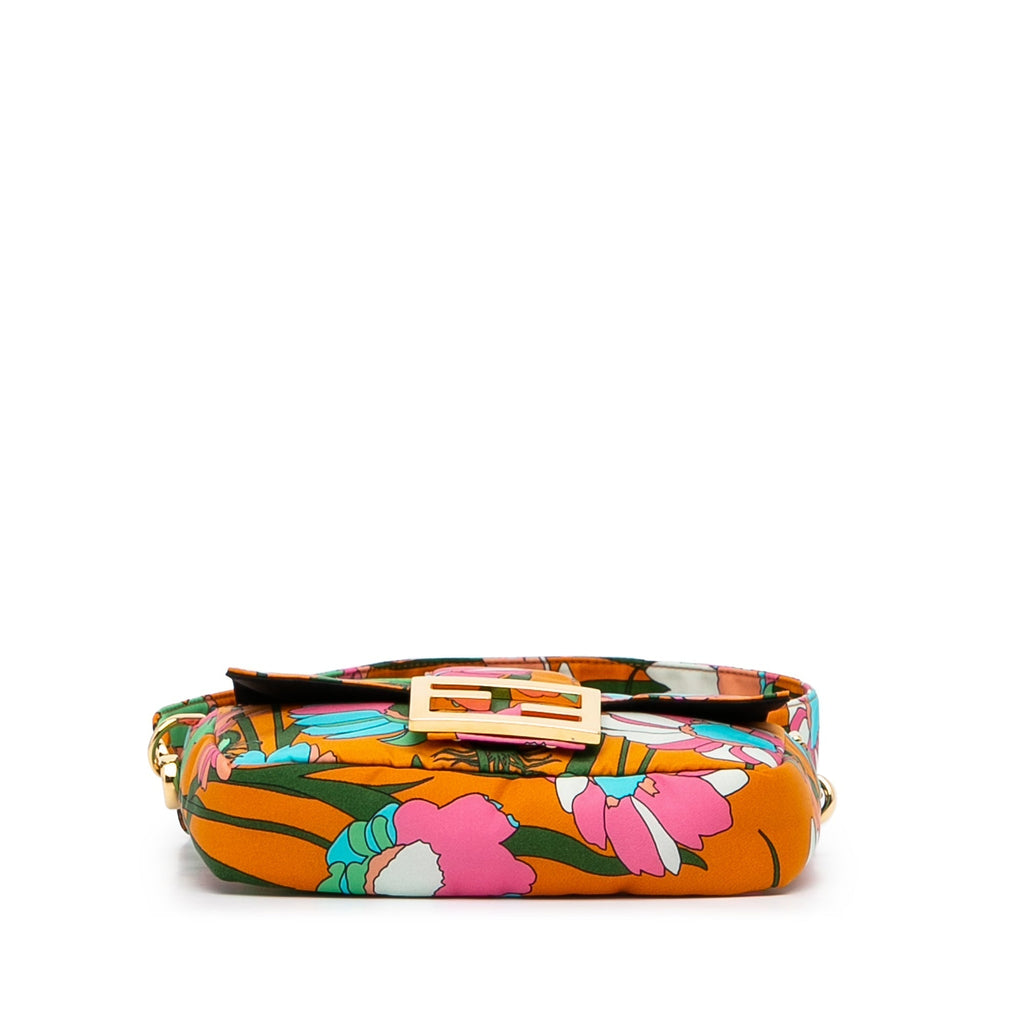 Fendi Baguette Crossbody Bag Multicolor Floral Nylon