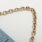 Fendi Blue Zucchino Coated Canvas Baguette Bag