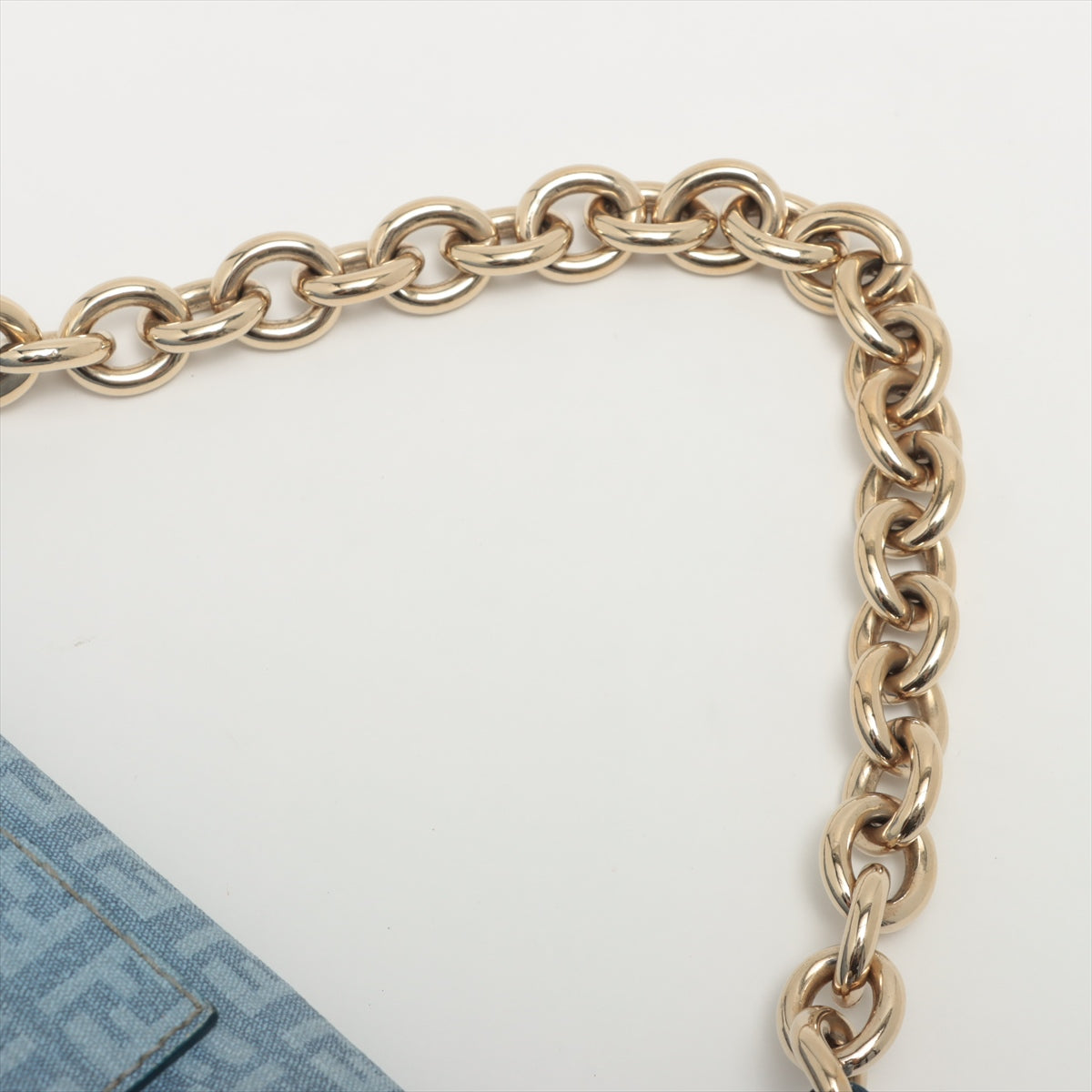 Fendi Blue Zucchino Coated Canvas Baguette Bag