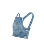 Chanel Size 34 Coco Mark Button Tank Top Denim Blue SHW