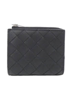 Bottega Veneta Intrecciato Bifold Calfskin Half Wallet Black