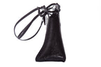 Fendi Vintage Black Leather Embossed Flower Handle Bag