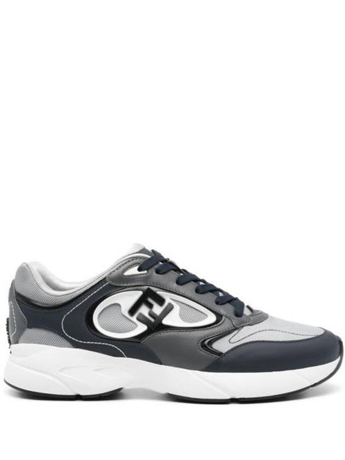 Fendi Forward Mesh Leather Low Top Sneakers Grey