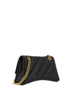Balenciaga Women's Crush Logo Gold Chain Small Shoulder Bag Black