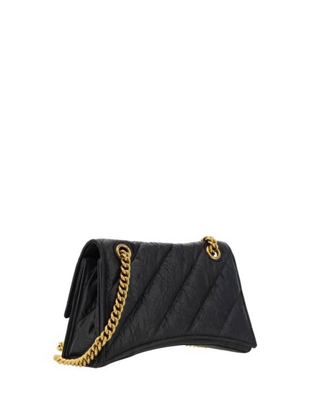 Balenciaga Women's Crush Logo Gold Chain Small Shoulder Bag Black