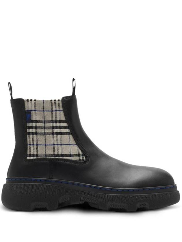 Burberry Creeper Low Leather Chelsea Boots Black Lichen