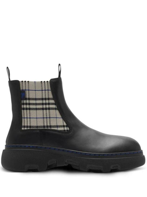 Burberry Creeper Low Leather Chelsea Boots Black Lichen