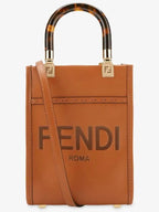 Fendi Sunshine Shopper Small Leather Tote Bag Brown