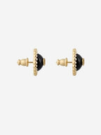 Petit CD Baroque Stud Earrings Gold Black Dior
