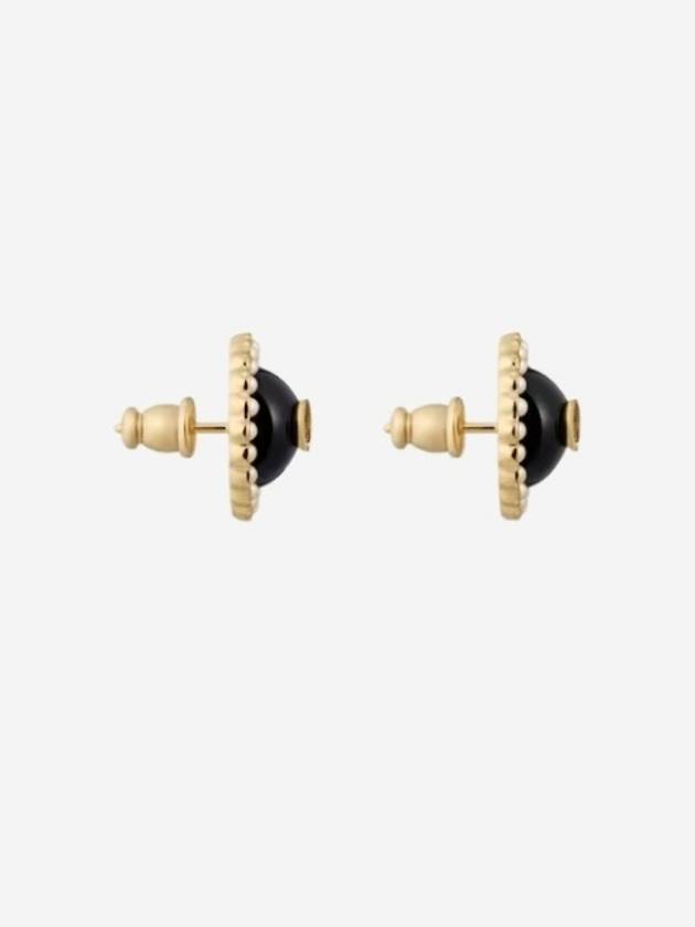 Petit CD Baroque Stud Earrings Gold Black Dior