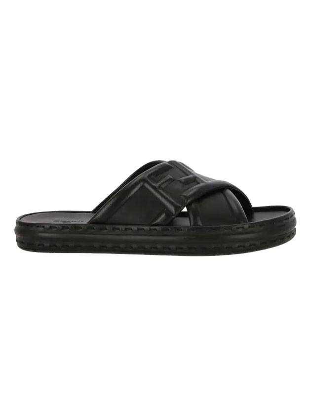 Fendi FF Logo Cross Slippers Black