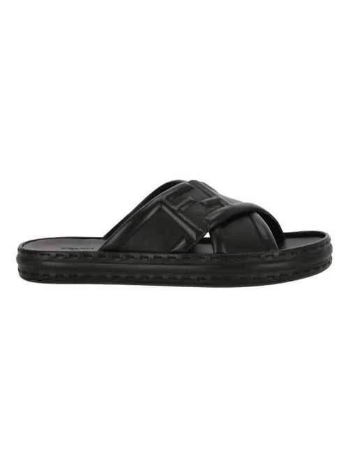 Fendi FF Logo Cross Slippers Black