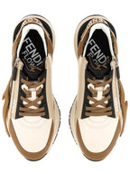 Fendi Flow FF Jacquard Leather Running Low Top Sneakers Brown