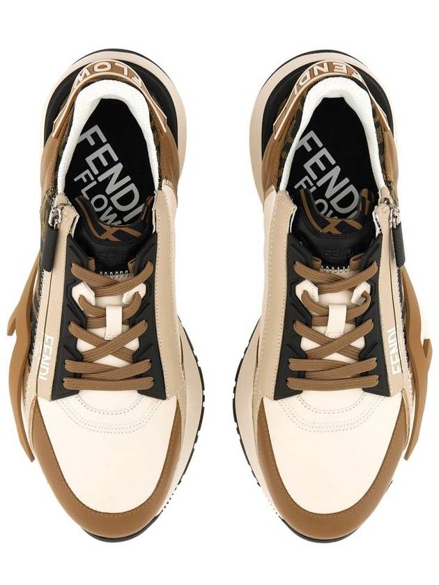 Fendi Flow FF Jacquard Leather Running Low Top Sneakers Brown