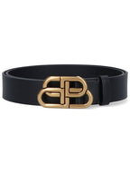 Balenciaga BB Logo Leather Belt Black