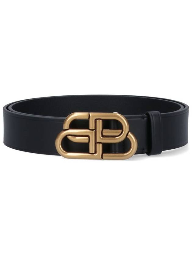 Balenciaga BB Logo Leather Belt Black