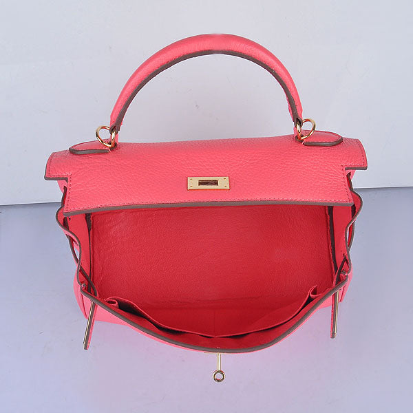 Hermes Kelly 32cm Togo Leather Handbag 6108 Lip Pink Golden