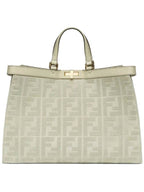 Fendi Logo Pattern Medium Canvas Tote Bag Green