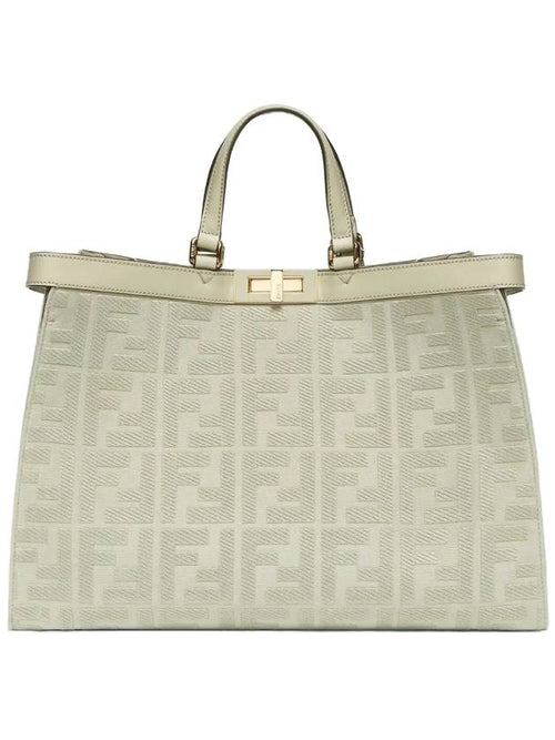 Fendi Logo Pattern Medium Canvas Tote Bag Green