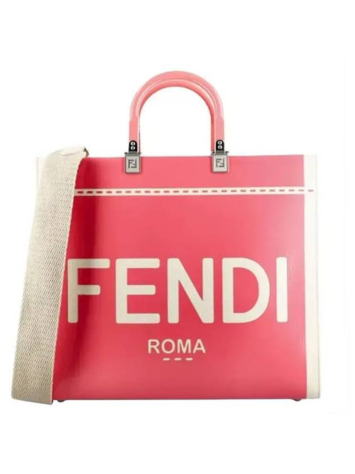 Fendi Sunshine Patent Leather Medium Tote Bag Pink