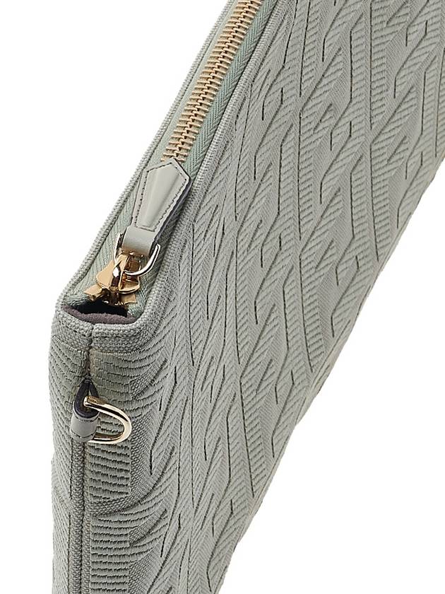Fendi FF Logo Flat Large Clutch Bag Grey