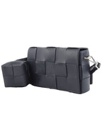 Bottega Veneta 741777 Intrecciato Pouch Cassette Cross Bag Navy 34313