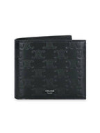 CELINE Triomphe Embossed Calfskin Half Wallet Black
