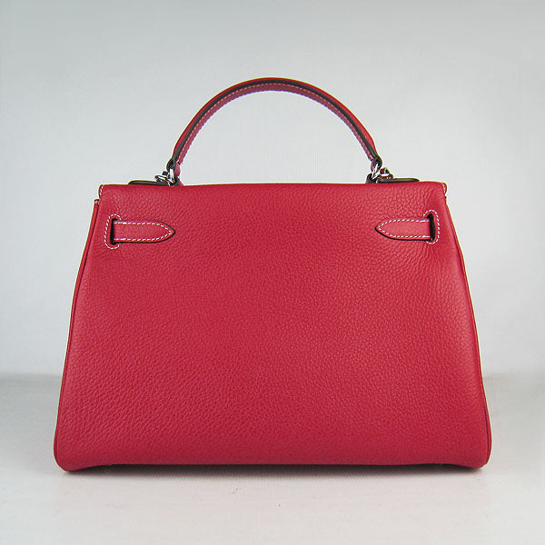 Hermes Kelly 32cm Togo Leather Handbag Red/Silver