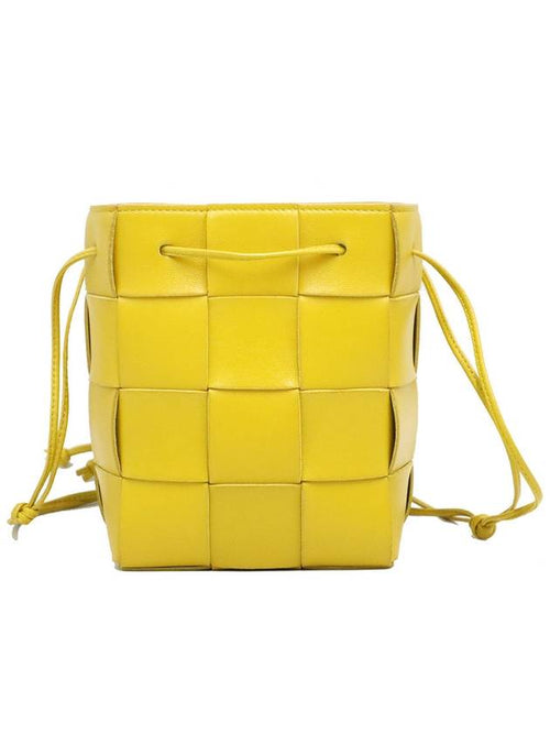 Bottega Veneta Bottega Veneta 680218 Yellow Intrecciato Weaving Small Cassette Crossbody Bucket Crossbag
