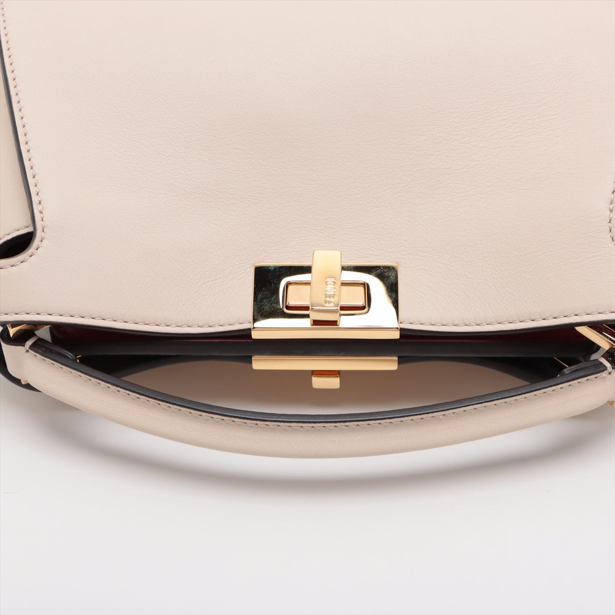 Fendi Peekaboo Essential Leather 2WAY Handbag Beige 8BN302