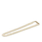 Saint Laurent YSL Logo Stone Necklace White Pearl