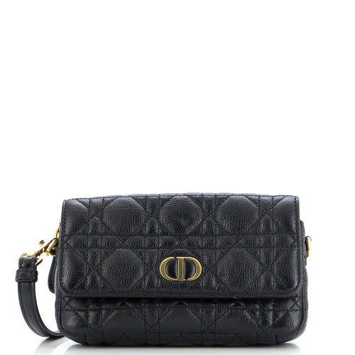 Dior Caro Double Pouch Crossbody Bag Cannage Quilt Calfskin