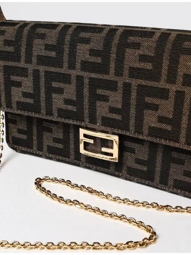 Fendi Baguette FF Fabric Shoulder Long Wallet Brown