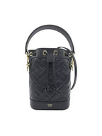 Fendi Mon Tresor FF Motif Leather Mini Bucket Bag Black