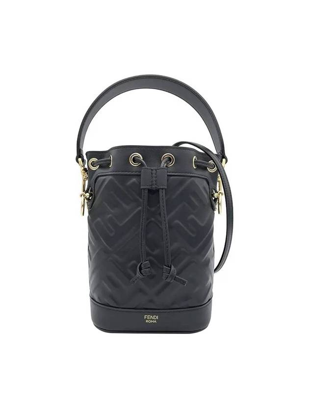 Fendi Mon Tresor FF Motif Leather Mini Bucket Bag Black