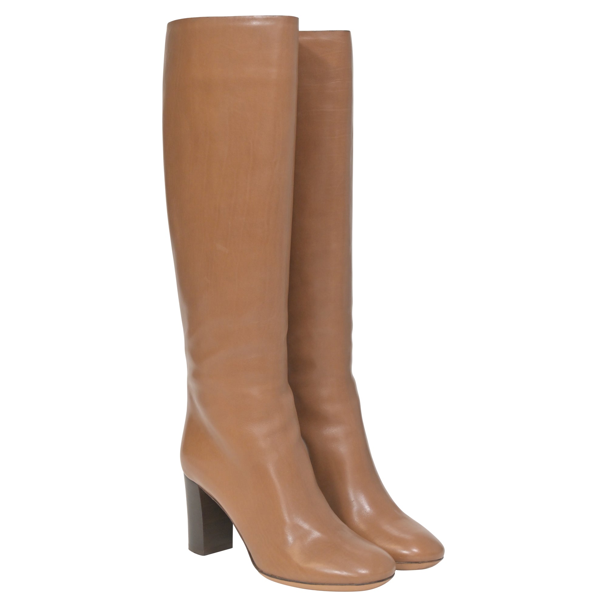 Chloe Knee Boots in Brown Leather