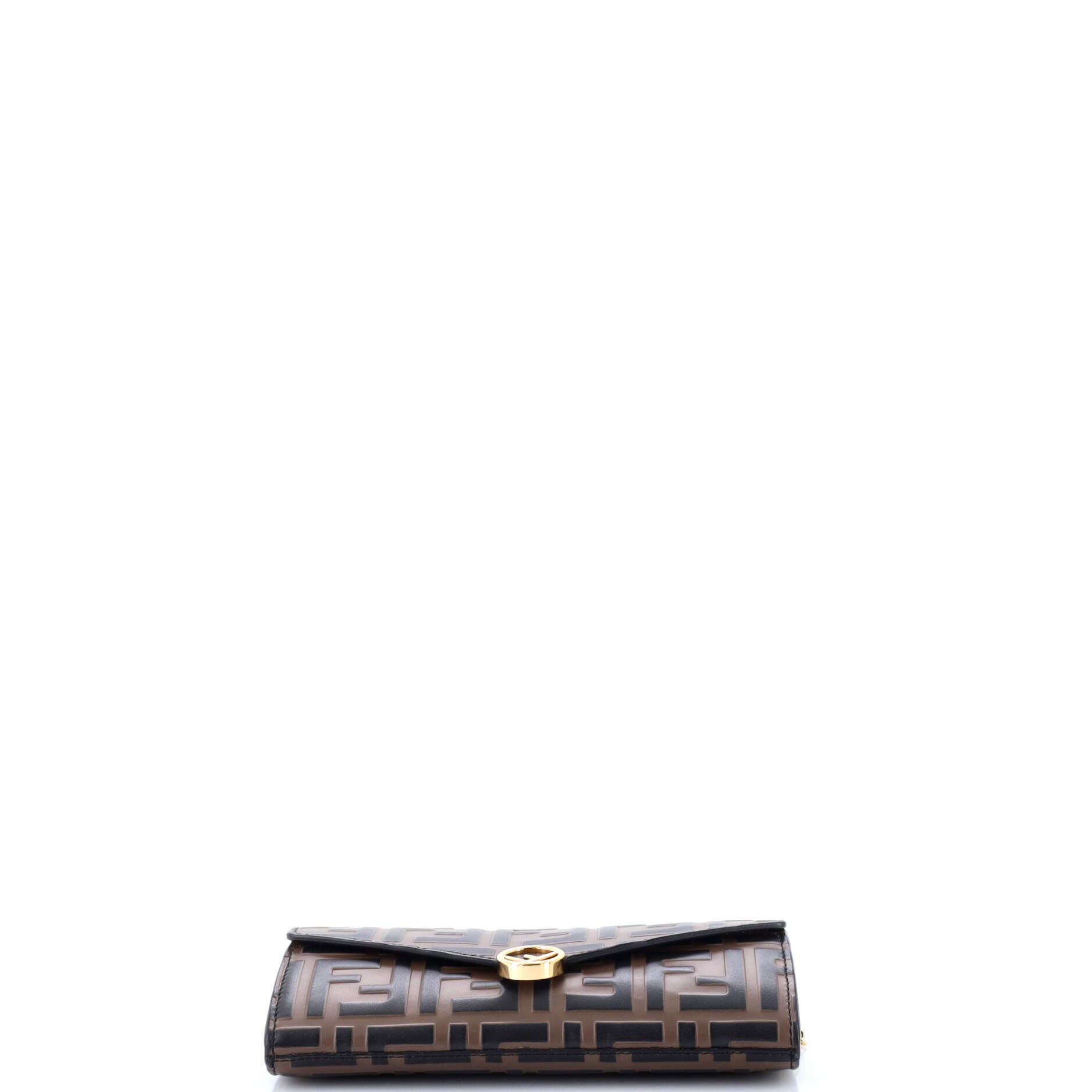 F is Fendi Continental Chain Wallet Zucca Embossed Leather