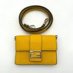 Flat baguette leather crossbody bag Fendi Yellow in Leather fe4435dd