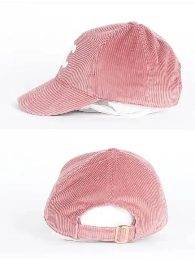 CELINE Triomphe Corduroy Ball Cap Rose Poudré