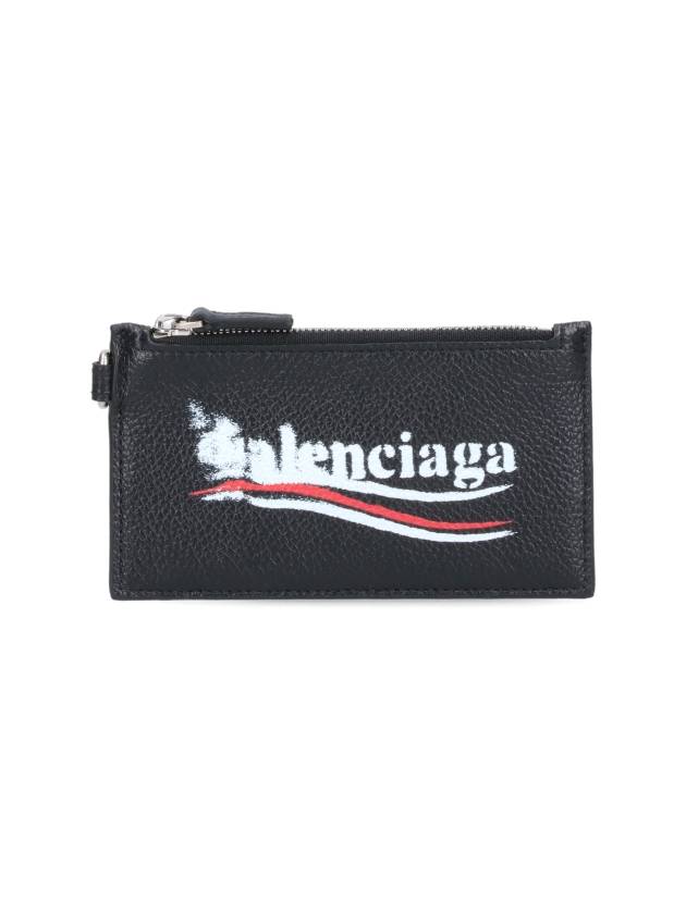 Balenciaga Wave Logo Strap Card Wallet Black