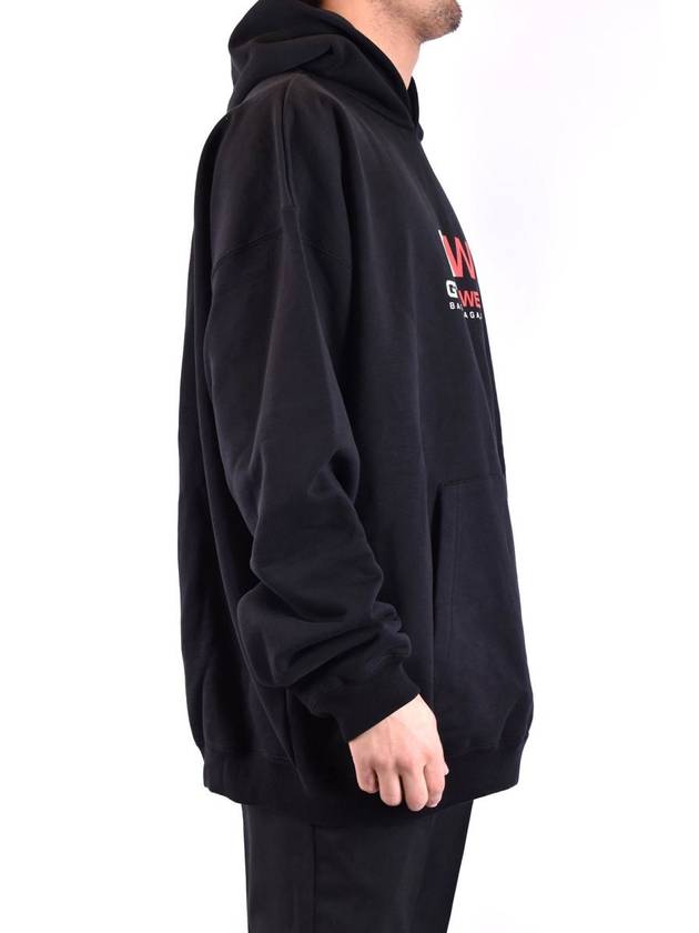 Balenciaga Gymwear Logo Print Cotton Hoodie Black