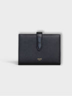 CELINE Medium Strap Grain Calfskin Medium Wallet Black