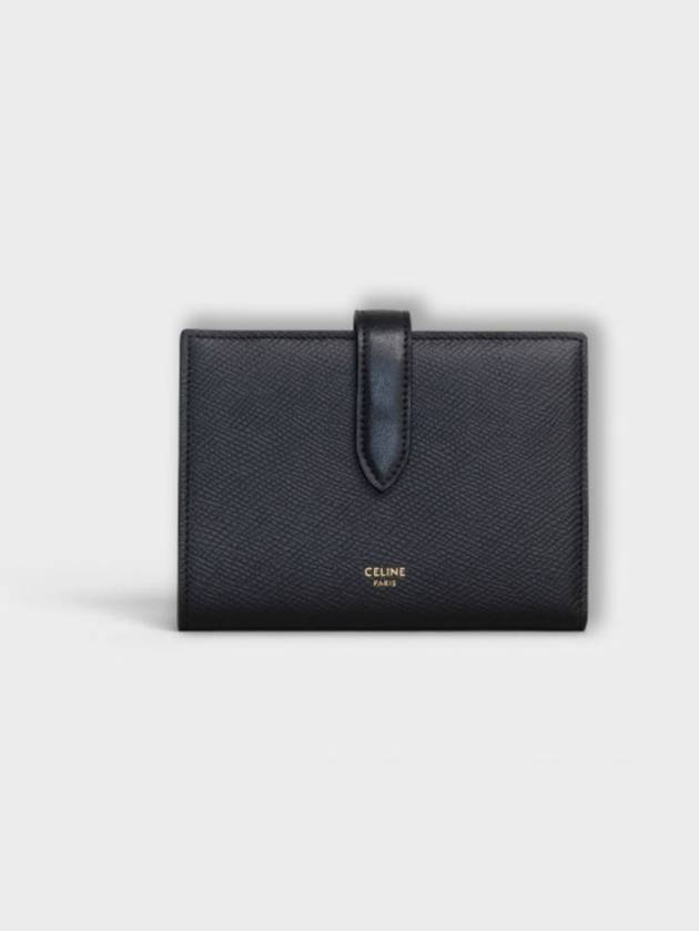 CELINE Medium Strap Grain Calfskin Medium Wallet Black