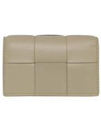 Bottega Veneta Intrecciato Flap Card Wallet Travertine