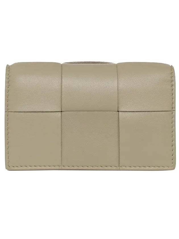 Bottega Veneta Intrecciato Flap Card Wallet Travertine