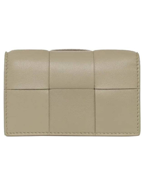 Bottega Veneta Intrecciato Flap Card Wallet Travertine